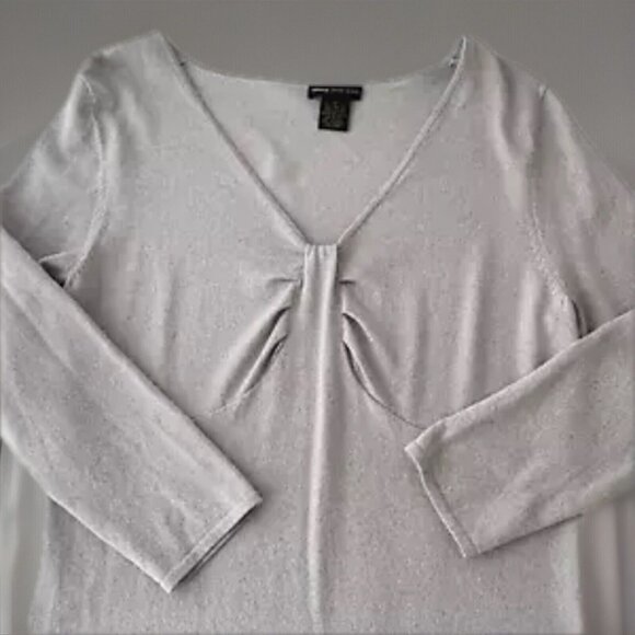 Grace Dane Lewis Womens Shirt Small Silver Gray Rayon Nylon Blouse Top Casual - Picture 2 of 12